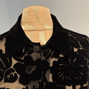 Black Burnout Velvet blouse